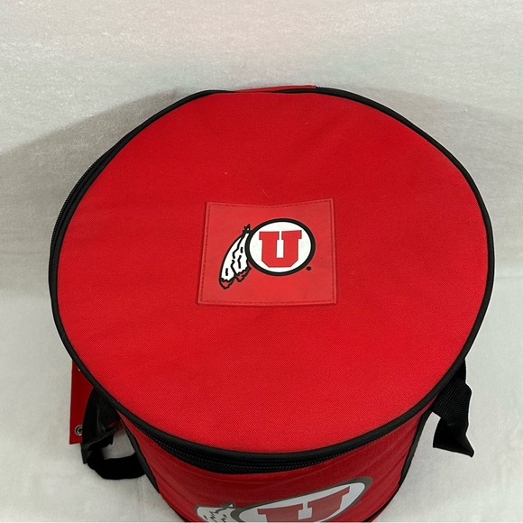 NCAA Utah Utes Large Red Rawlings Collegiate Cooler Baseball Bucket Bag 15”x14”. - Picture 3 of 16